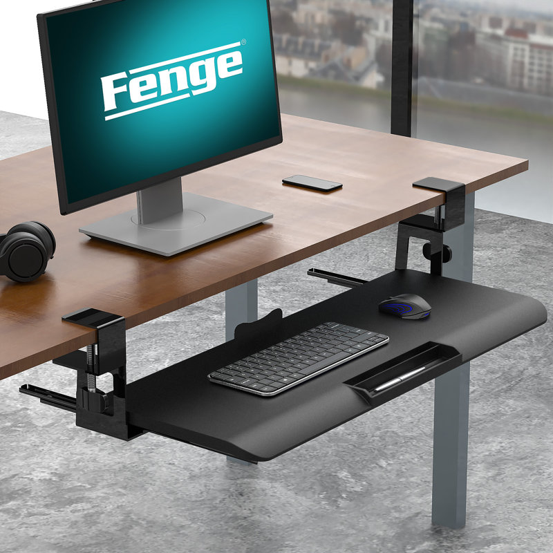Inbox Zero Pushpull Keyboard Drawer Under Desk C Clamp On Keyboard